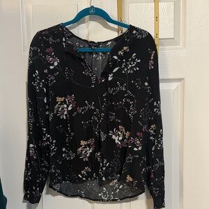 Lucky Brand Black Floral Blouse